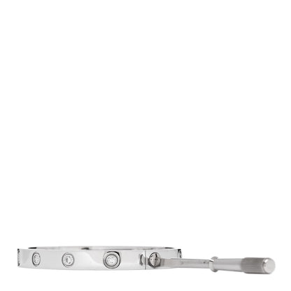Cartier 18K White Gold 10 Diamond LOVE Bracelet 17 3 of 4