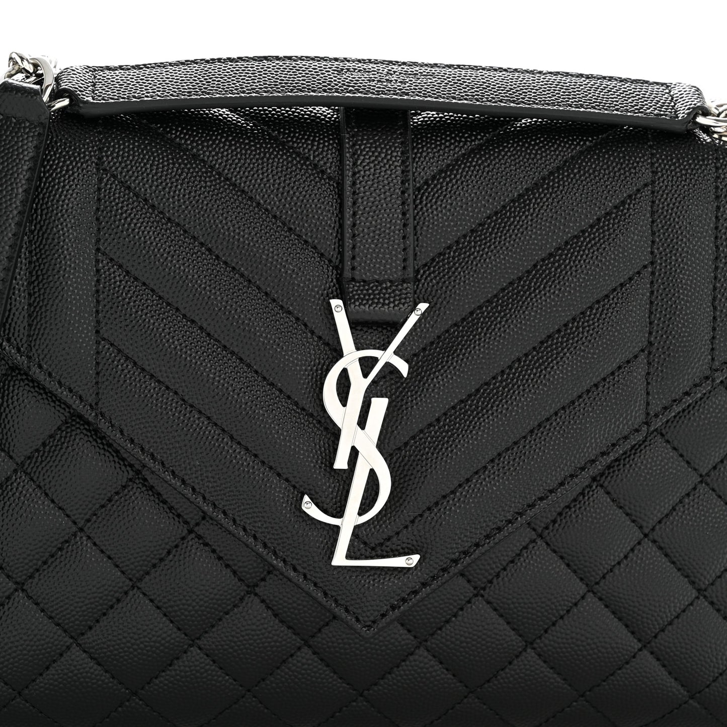 Grain De Poudre Textured Mixed Matelasse Triquilt Medium Monogram Satchel Black