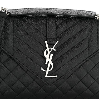 Saint Laurent Grain De Poudre Textured Mixed Matelasse Triquilt Medium Monogram Satchel Black 9 of 11