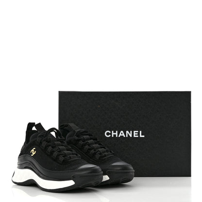 Chanel Velvet Calfskin Mixed Fibers CC Sneakers 35.5 Black 9 of 9