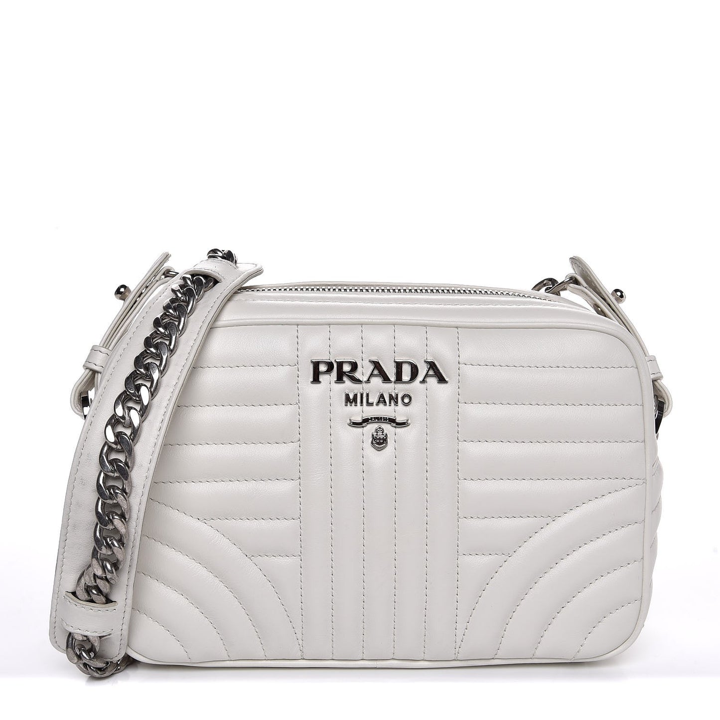 Soft Calfskin Diagramme Crossbody Bag White