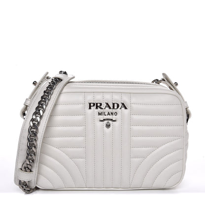 Prada Soft Calfskin Diagramme Crossbody Bag White 1 of 8