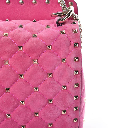 Valentino Garavani Suede Medium Rockstud Spike Shoulder Bag Bright Fuxia 12 of 12