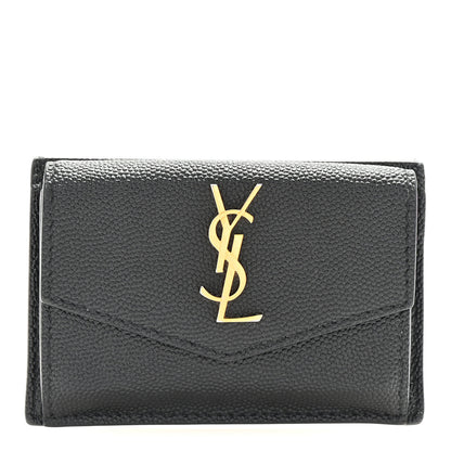 Saint Laurent Grain De Poudre Uptown Monogram Card Case Black 1 of 7