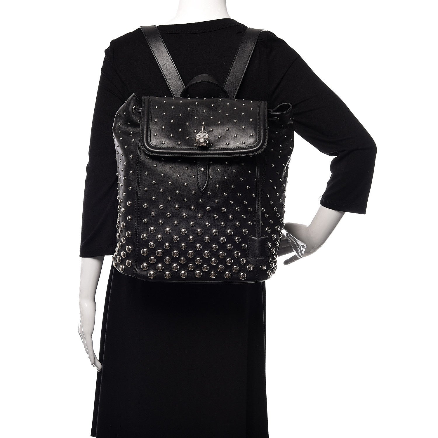 Alexander McQueen Calfskin Studded Padlock Backpack Black 2 of 11