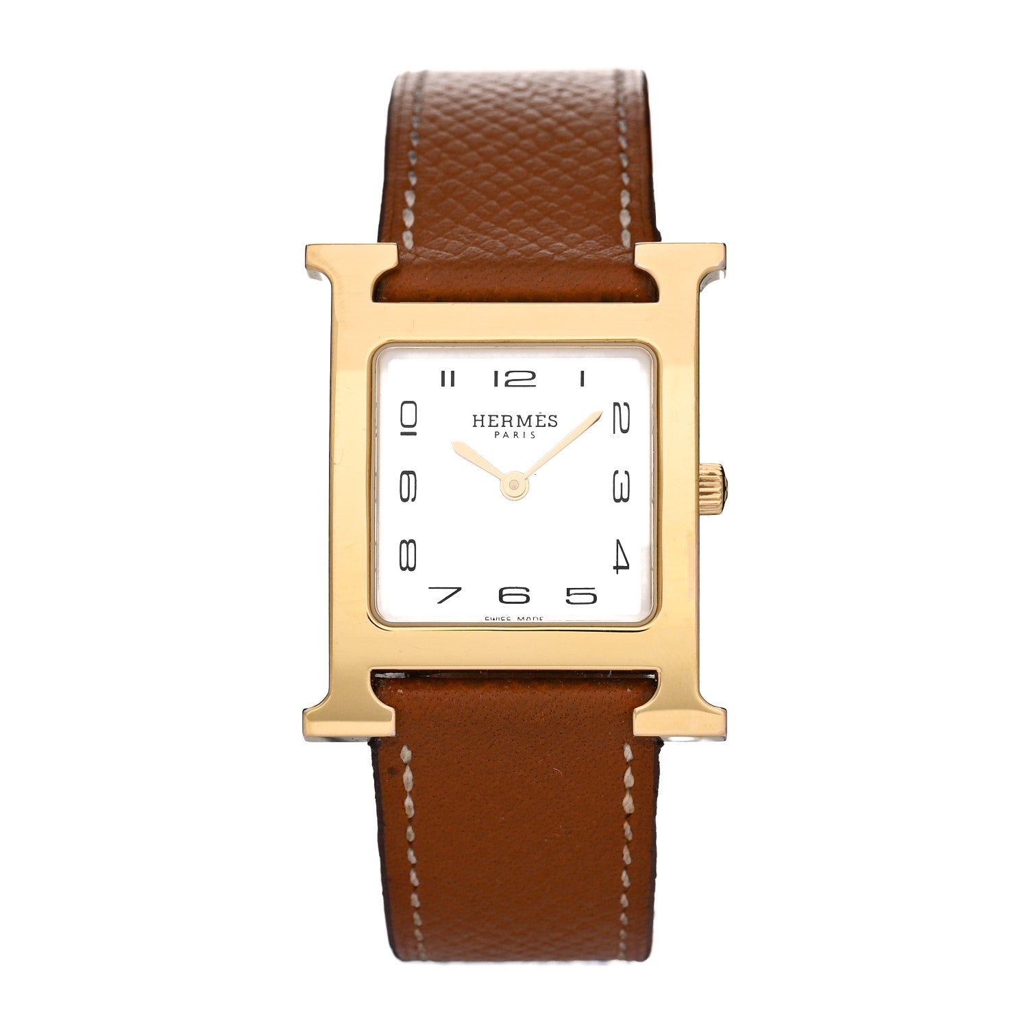 Hermes Stainless Steel Epsom 26mm Heure H Hour Quartz Watch Gold 1 of 7
