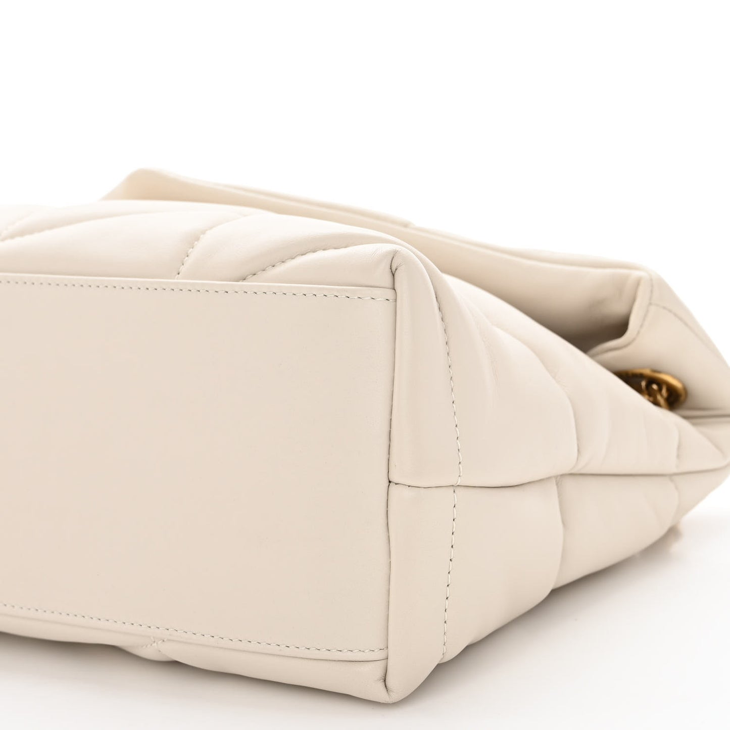 Lambskin Quilted Small Loulou Puffer Monogram Chain Satchel Crema Soft