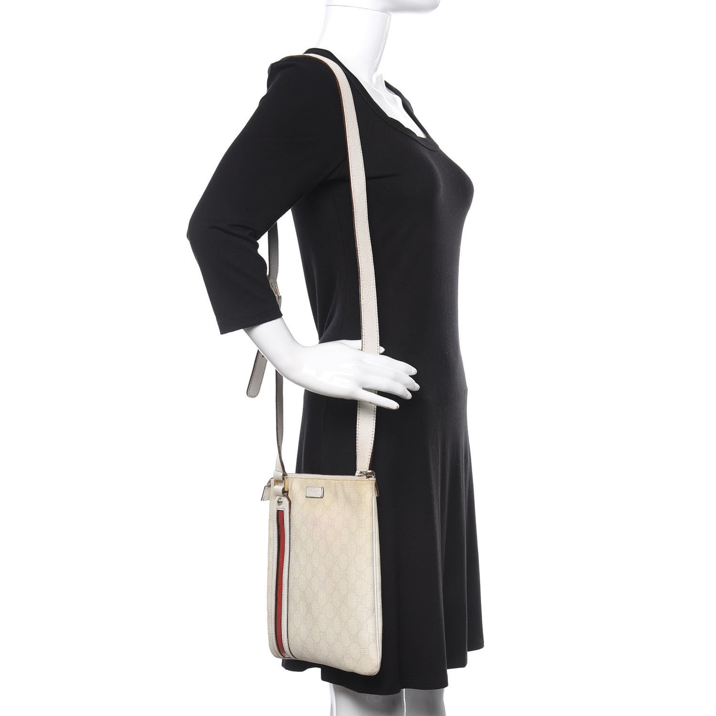 GG Plus Web Messenger Bag White