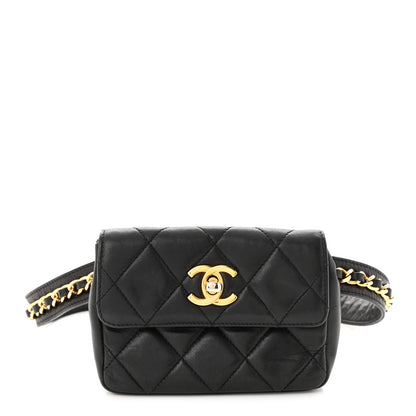 Chanel Lambskin Quilted Waist Chain Belt Flap Bag Black 1 of 11