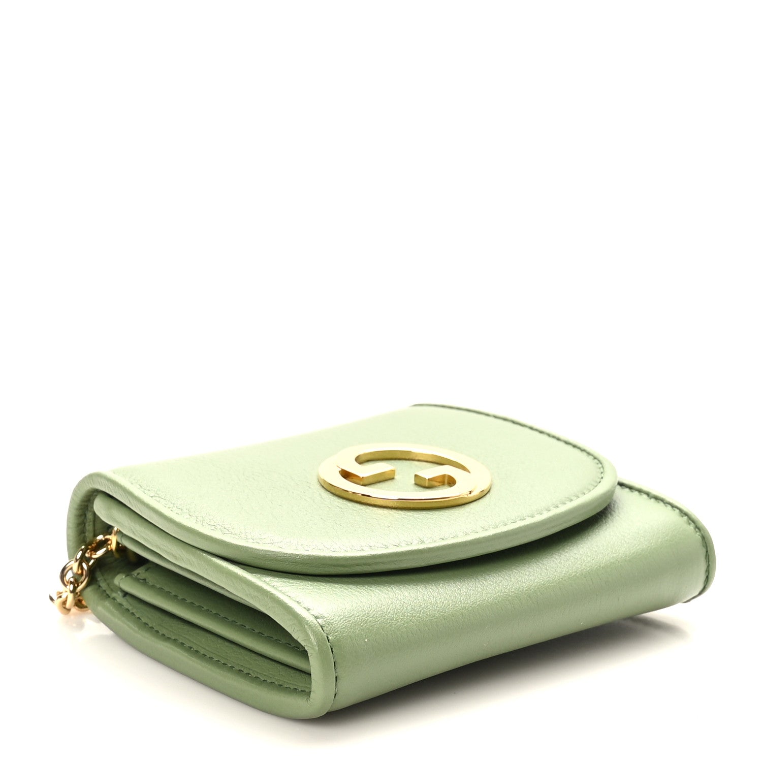 Gucci Roxy Calfskin Medium Blondie Chain Wallet Salamander Green 4 of 9