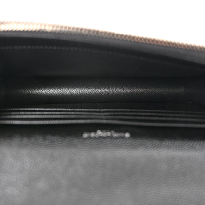 Saint Laurent Grain De Poudre Matelasse Chevron Monogram Envelope Chain Wallet Black 5 of 11