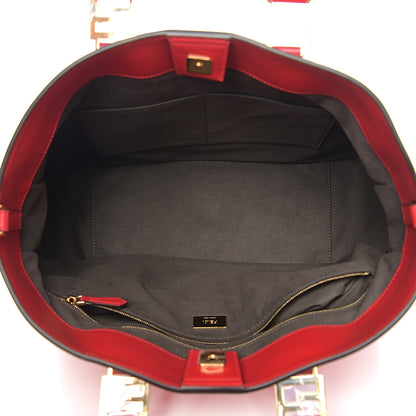 Fendi Vitello Glacier Medium FF Tote Rosso Cardinale 4 of 9