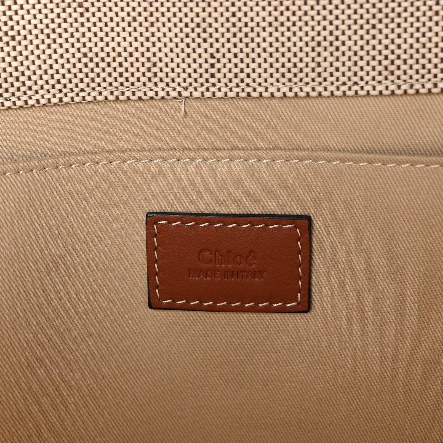 Cotton Calfskin Large Woody Ribbon Tote White Brown