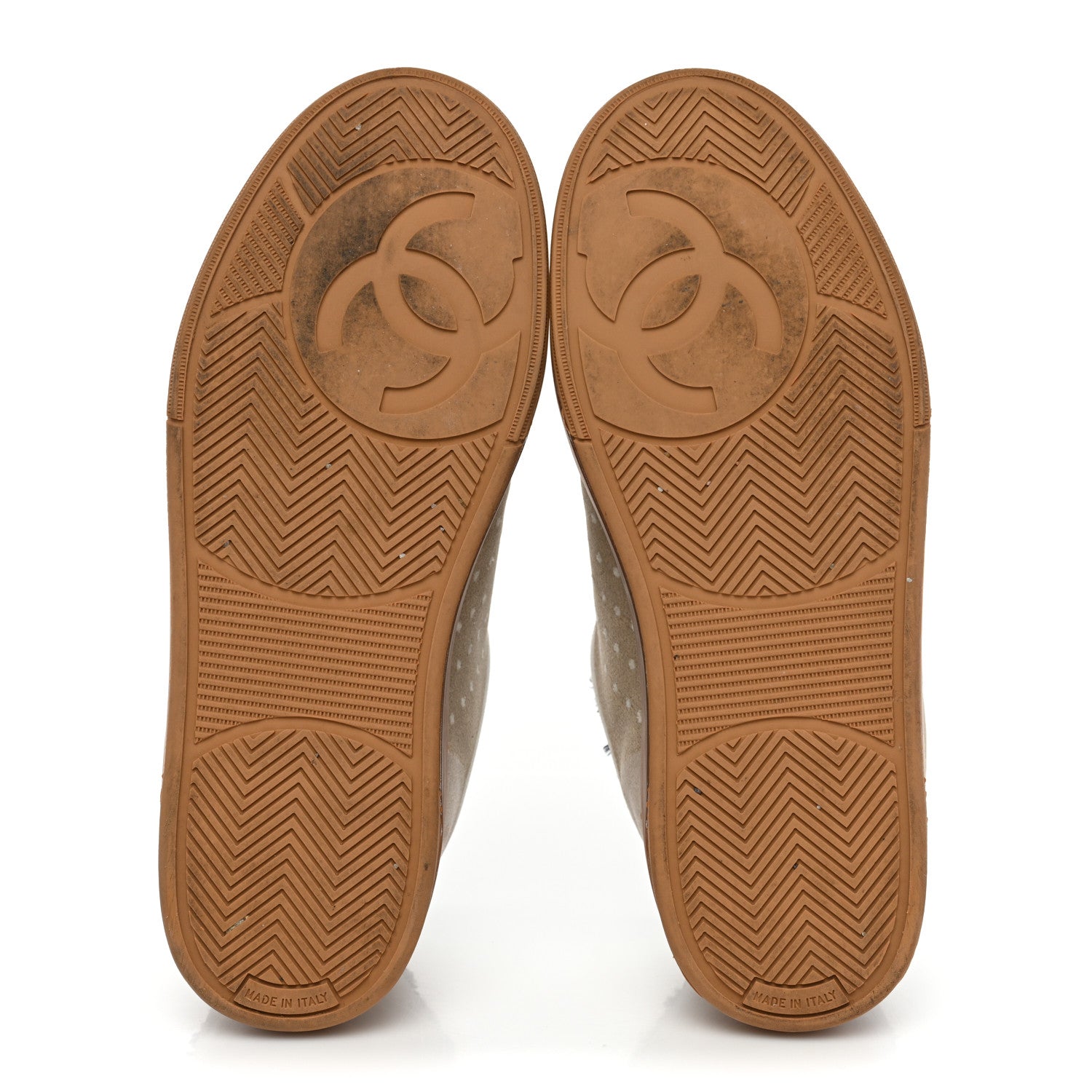 Chanel Fabric Suede Calfskin Logo Sneakers 38 Light Beige 6 of 13