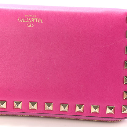 Valentino Garavani Calfskin Rockstud Zip Around Wallet Bright Fuxia 10 of 16