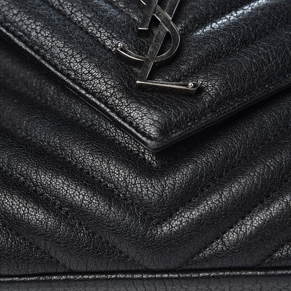 Saint Laurent Sheepskin Matelasse Chevron Monogram Medium College Bag Black 10 of 10