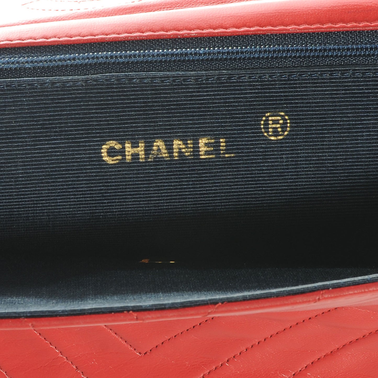 Lambskin Chevron Flap Red