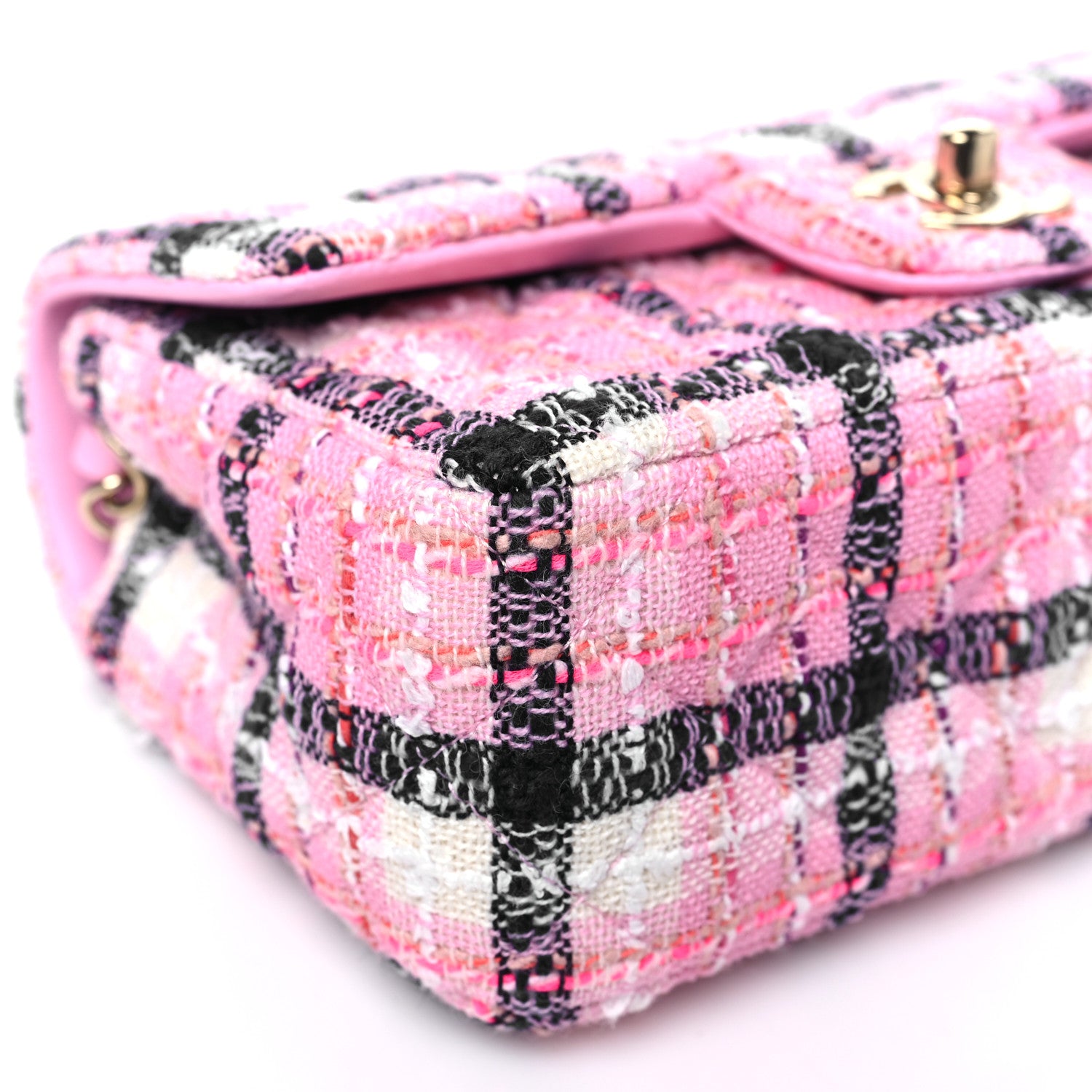 Chanel Tweed Quilted Mini Rectangular Flap Pink Navy White 9 of 10
