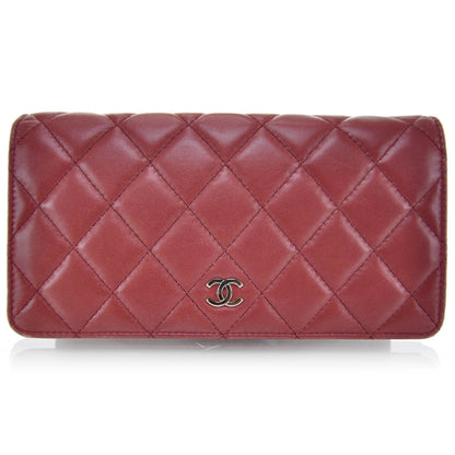 Chanel Lambskin Quilted Yen Wallet Red 1 of 10