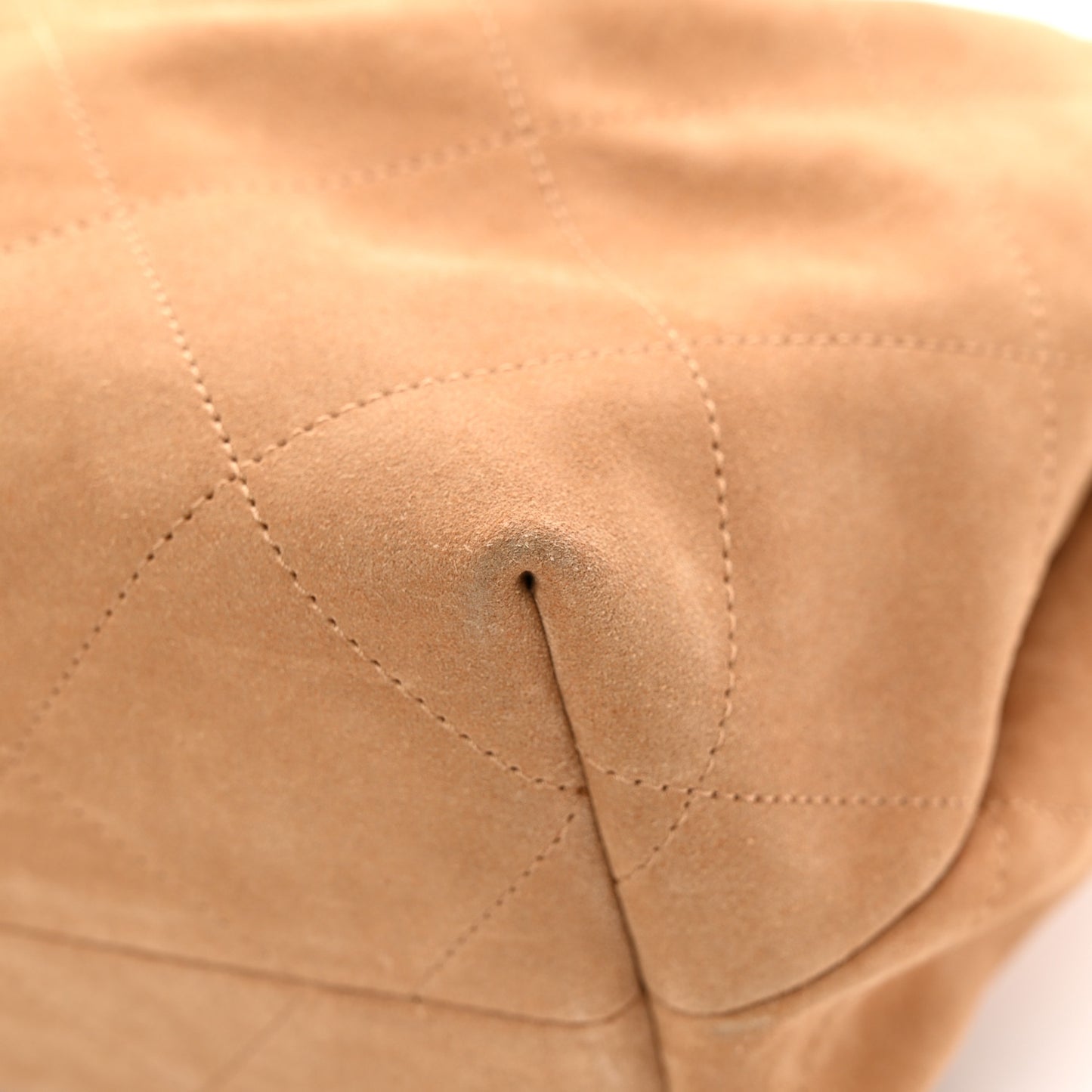 Suede Calfskin Lambskin Quilted Maxi Hobo Light Brown