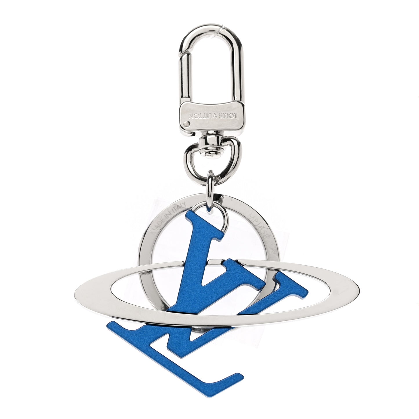 LV Initials Key Holder Blue Galactic