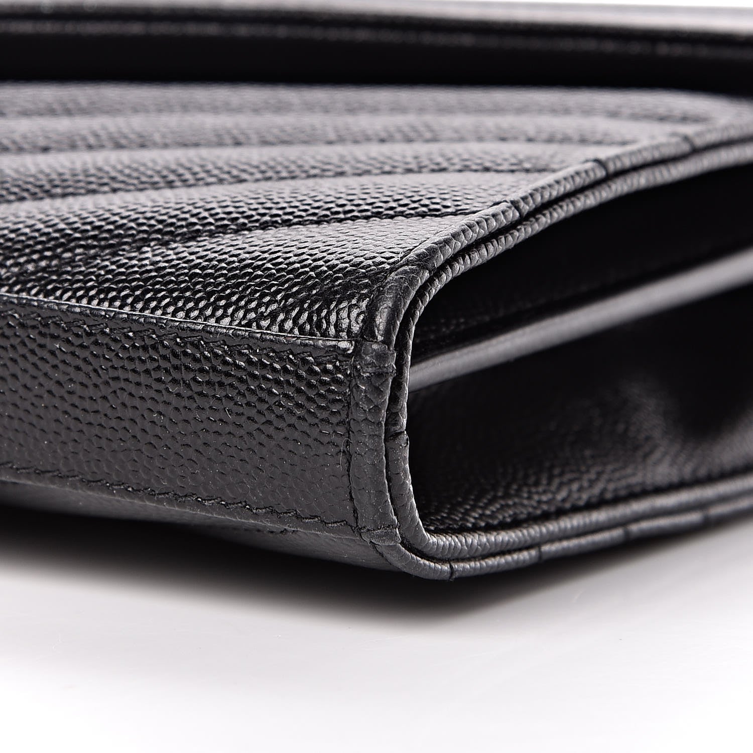 Saint Laurent Grain De Poudre Matelasse Chevron Monogram Chain Wallet Black 10 of 10