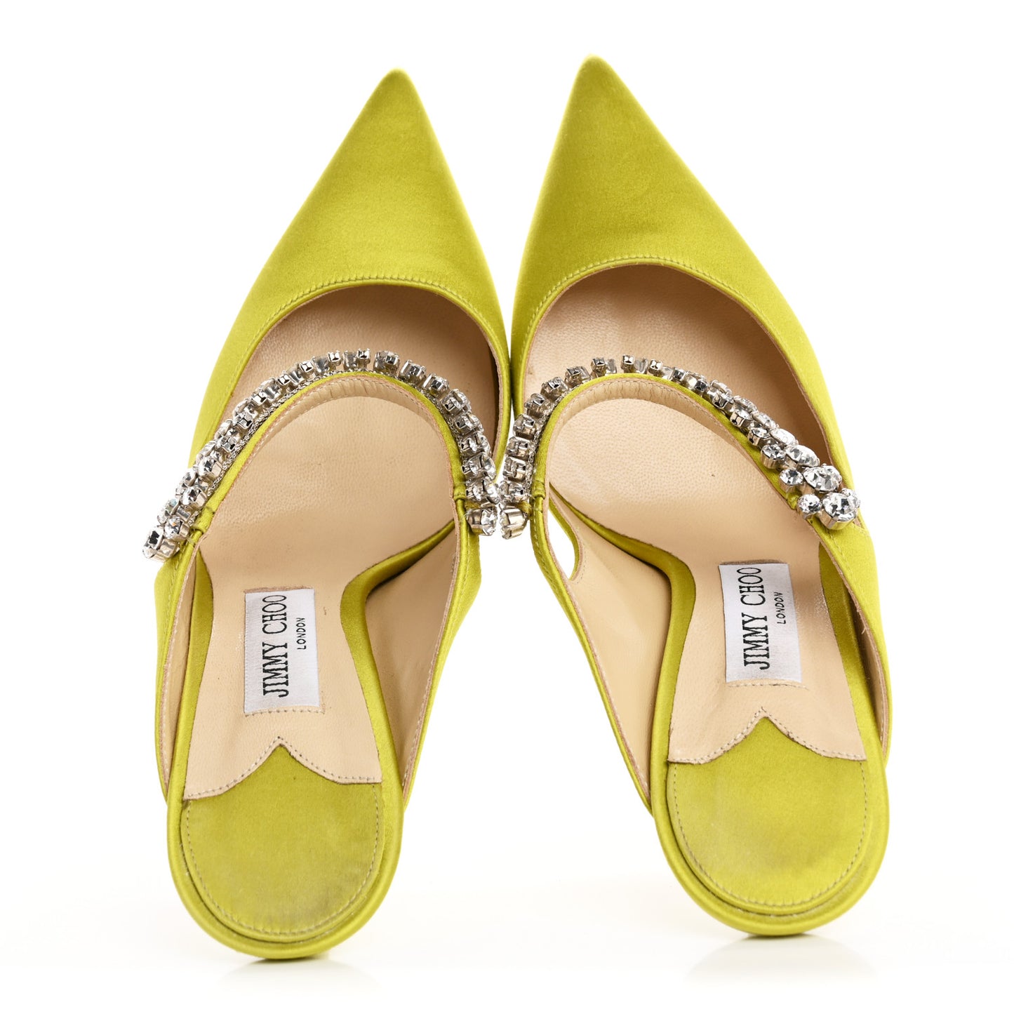 Satin Crystal Bing 85 Pumps 38.5 Lime