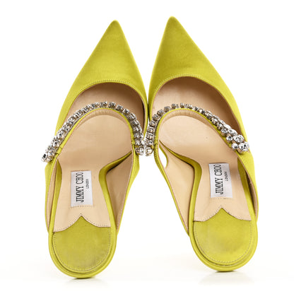 Jimmy Choo Satin Crystal Bing 85 Pumps 38.5 Lime 2 of 9