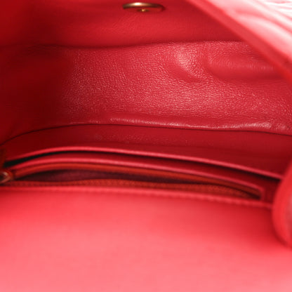Chanel Lambskin Reverse Chevron Quilted Mini Round Top Handle Flap Bright Pink 5 of 9