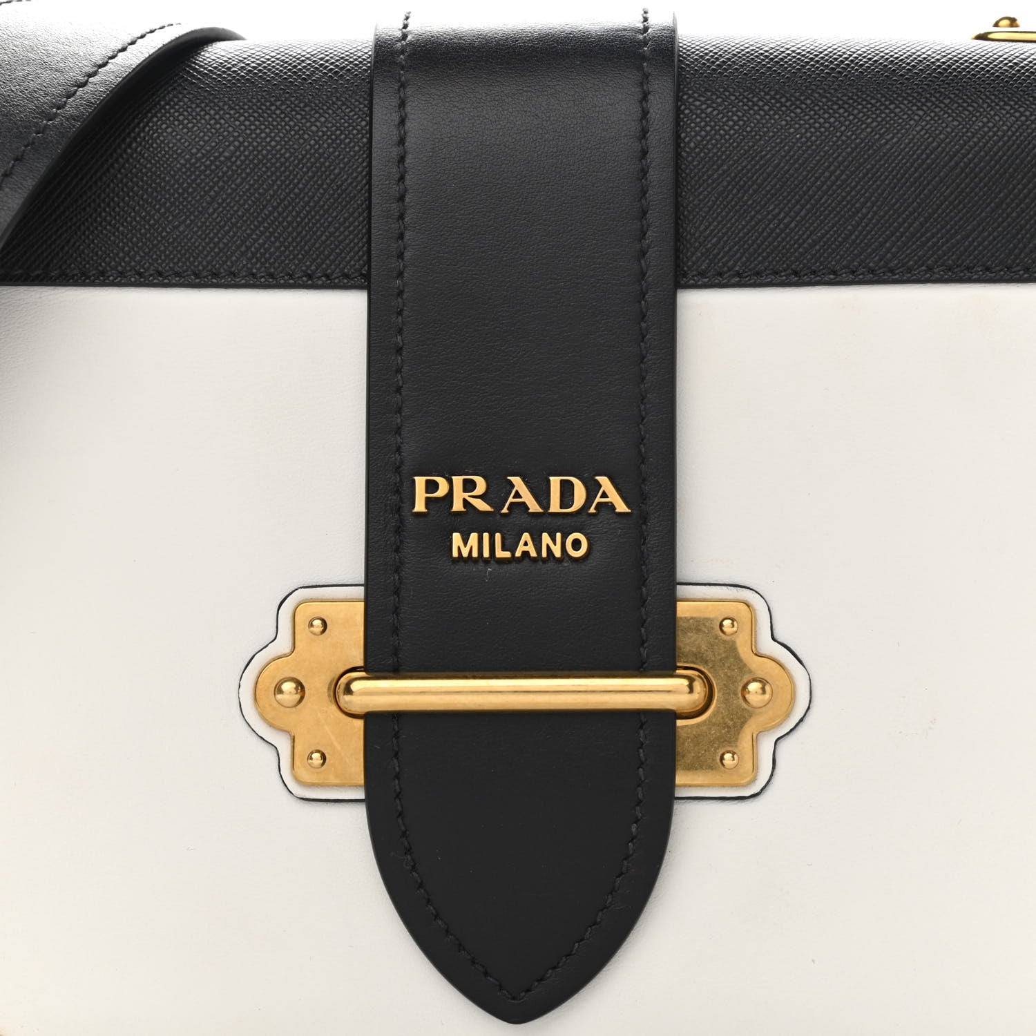 Prada City Calf Saffiano Large Cahier Bag White Black 7 of 9