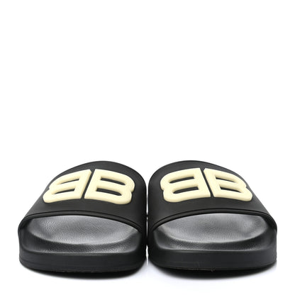 Balenciaga Rubber Womens BB Pool Slide Sandals 38 Black 2 of 7