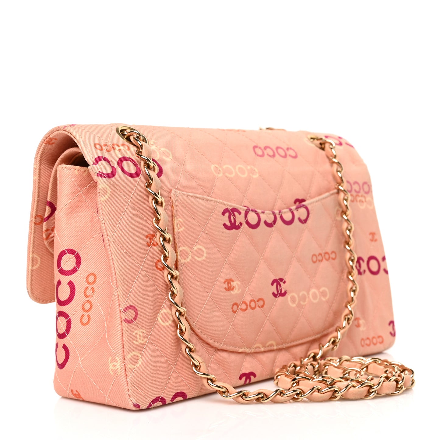Canvas Coco Printed Quilted Medium Double Flap Pink