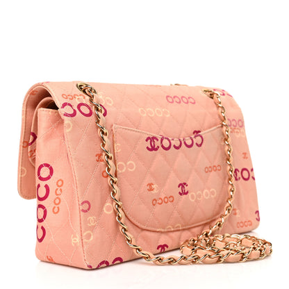 Chanel Canvas Coco Printed Quilted Medium Double Flap Pink 3 of 9