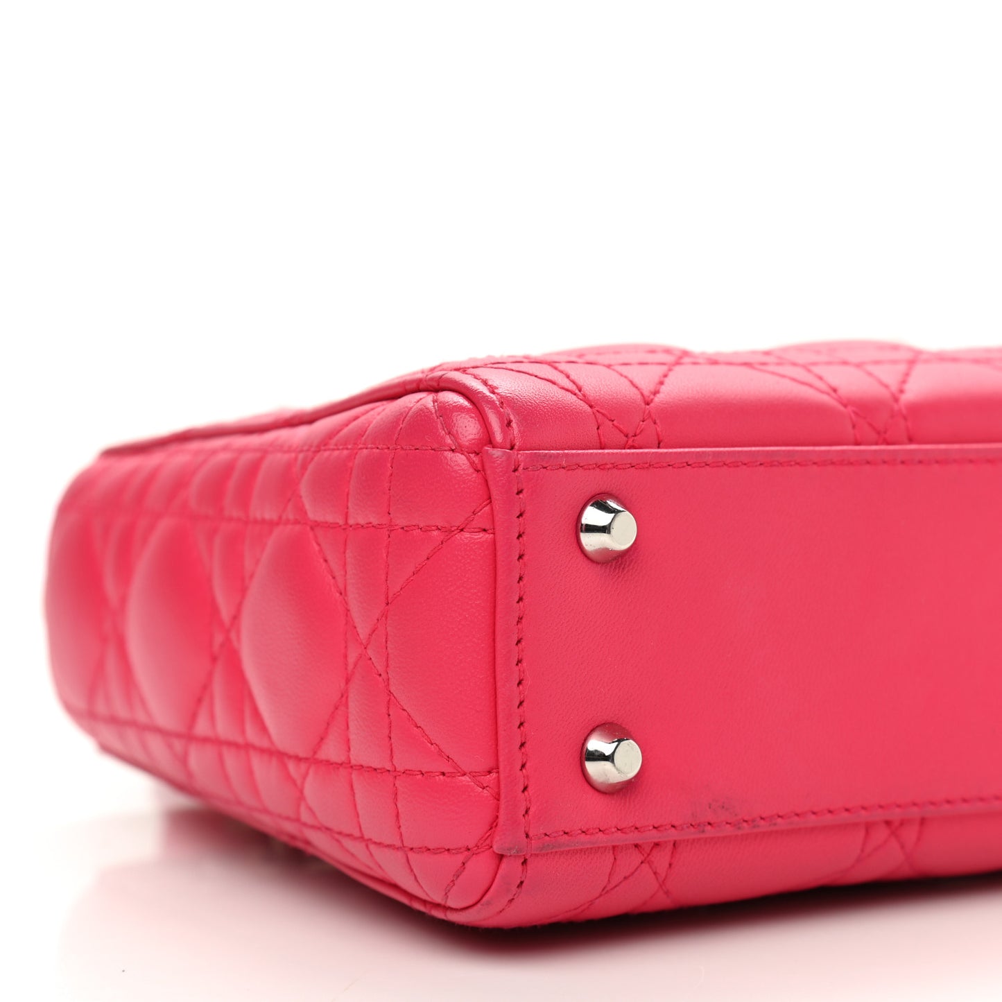 Lambskin Cannage Mini Lady Dior Fuchsia