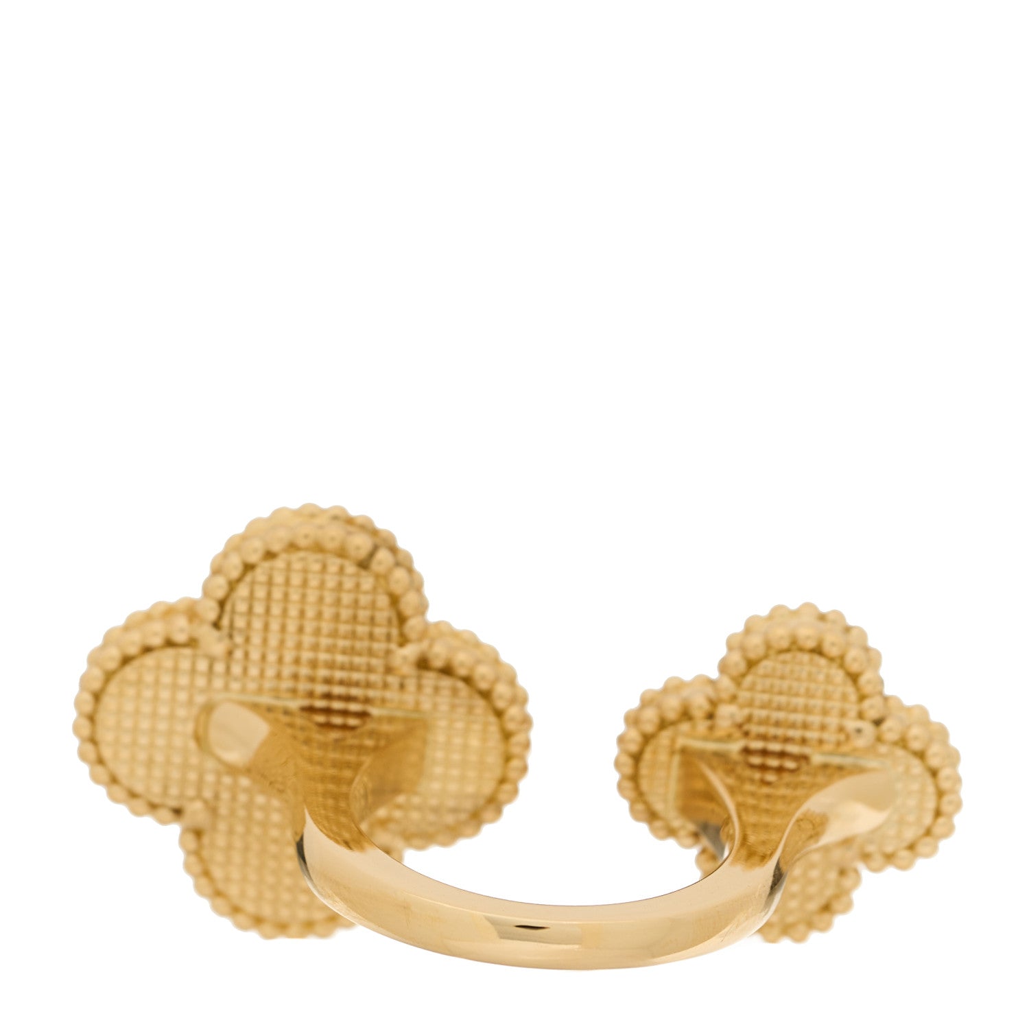 Van Cleef & Arpels 18K Yellow Gold Grey Mother of Pearl Black Onyx Magic Alhambra Between the Finger Ring 52 6 3 of 5