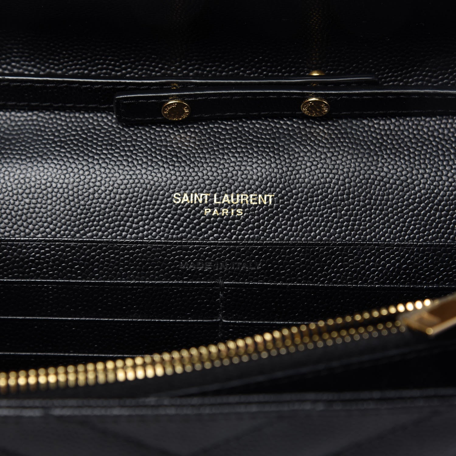 Saint Laurent Grain De Poudre Matelasse Chevron Monogram Chain Wallet Black 8 of 9