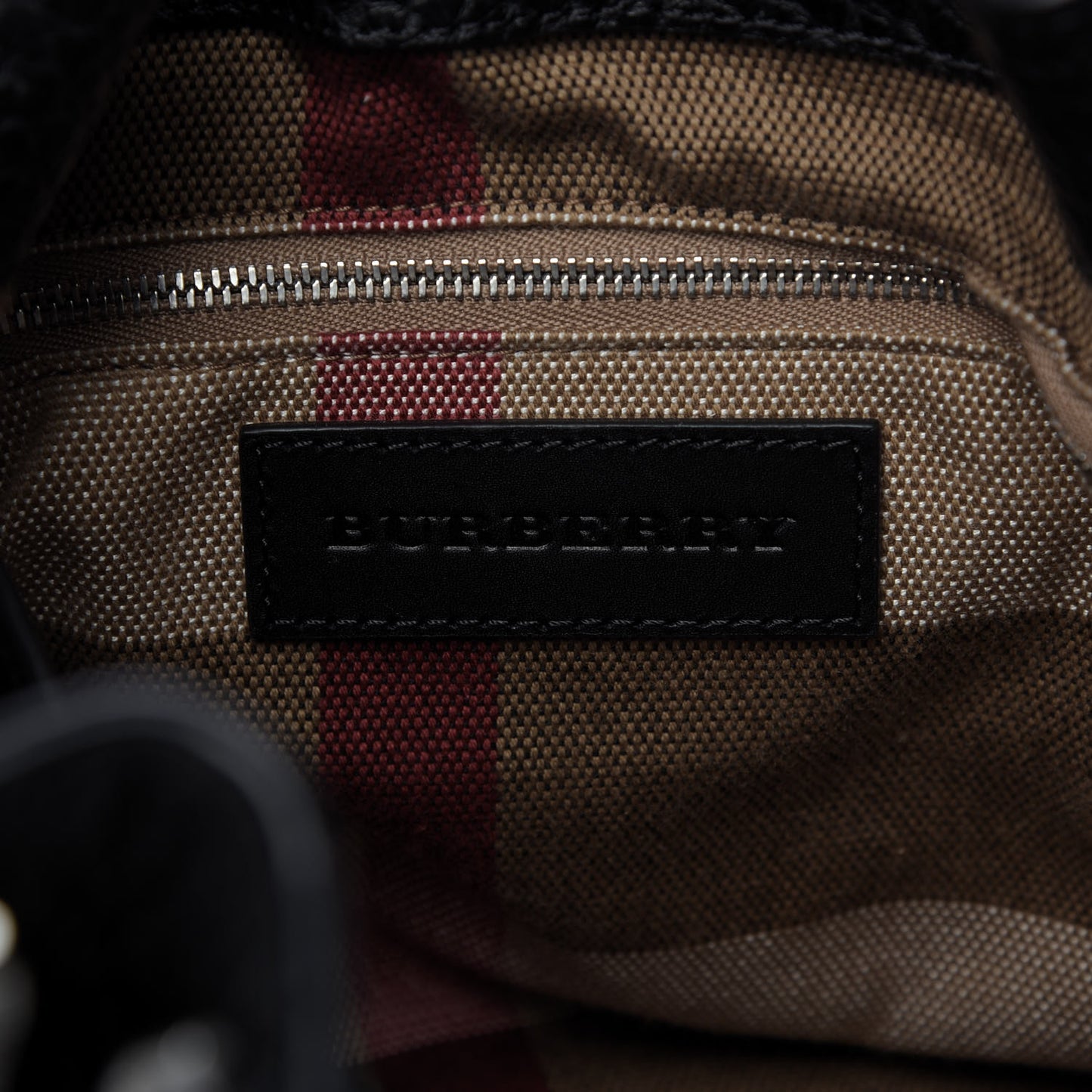 Grainy Calfskin House Check Small Maidstone Black