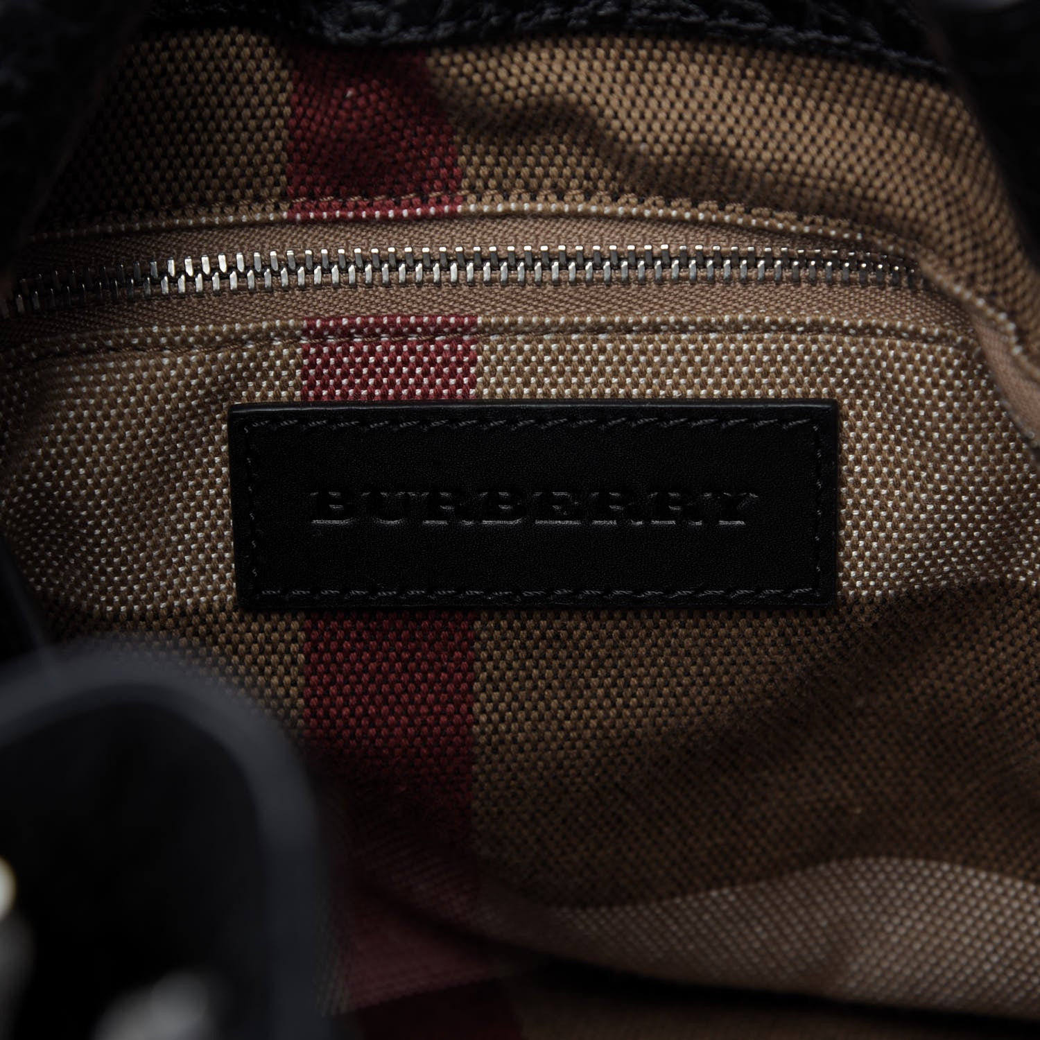 Burberry Grainy Calfskin House Check Small Maidstone Black 8 of 9