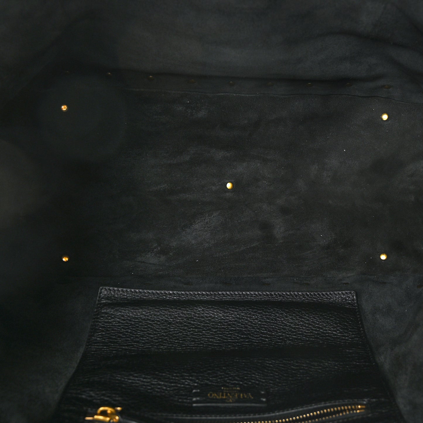Grained Calfskin Medium Rockstud Tote Black