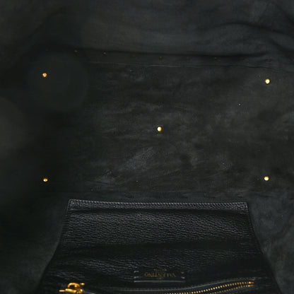 Valentino Garavani Grained Calfskin Medium Rockstud Tote Black 4 of 7