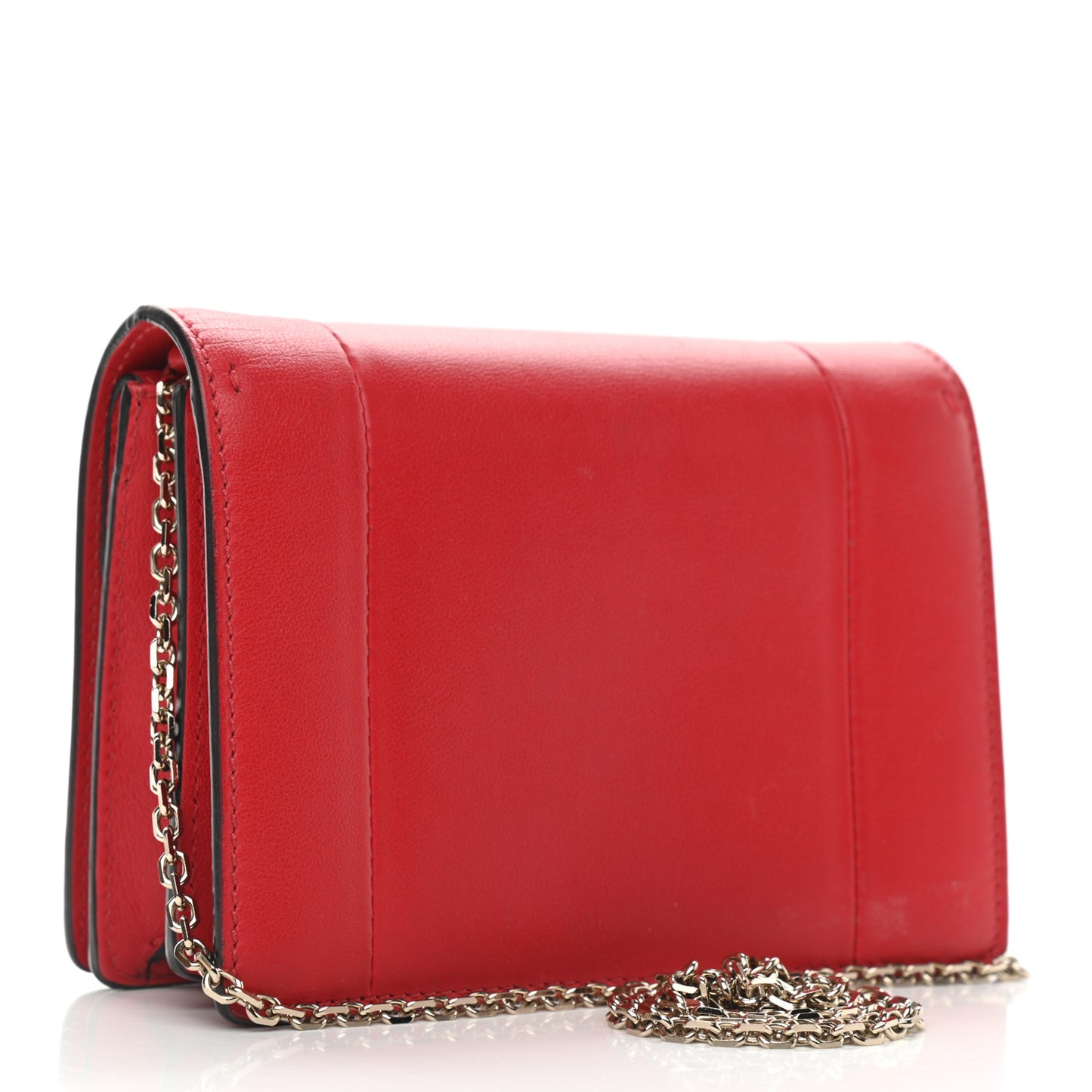 Calfskin VLogo Inlay Chain Pouch Rouge Pur White