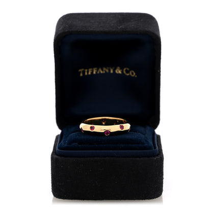 Tiffany 18K Yellow Gold Ruby Etoile Band Ring 53 6.25 5 of 5