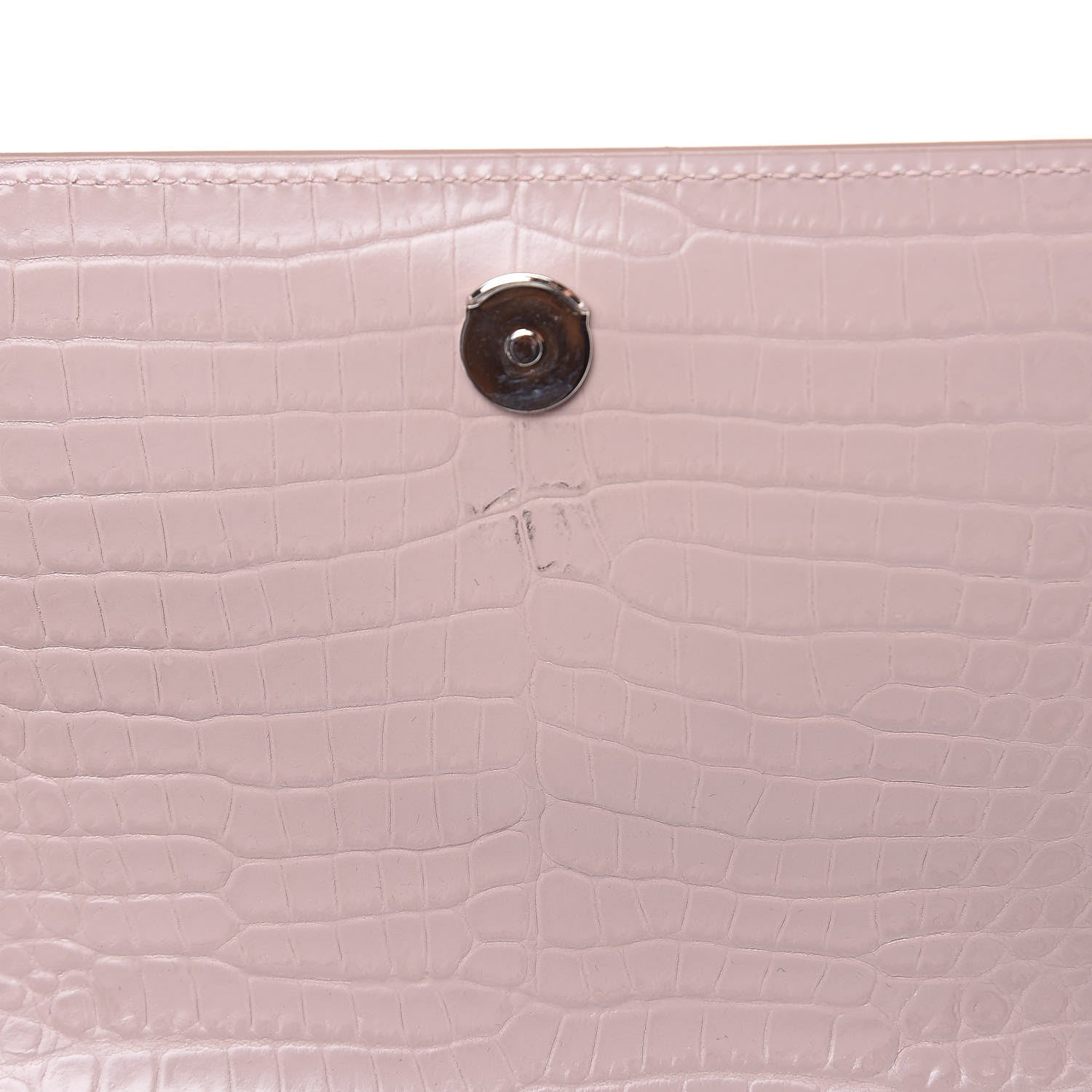 Saint Laurent Calfskin Crocodile Embossed Medium Monogram Sunset Powder Pink 11 of 11
