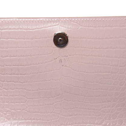 Saint Laurent Calfskin Crocodile Embossed Medium Monogram Sunset Powder Pink 11 of 11