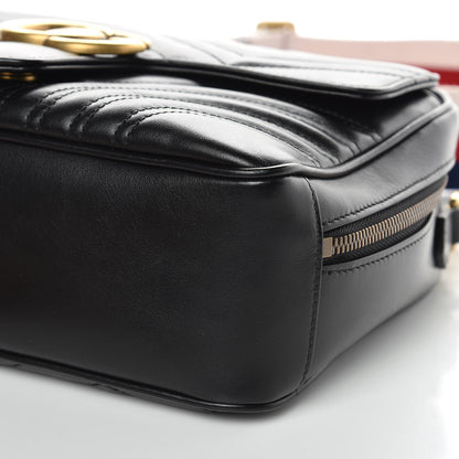 Gucci Calfskin Matelasse Sylvie Web Small GG Marmont Top Handle Shoulder Bag Black 10 of 10