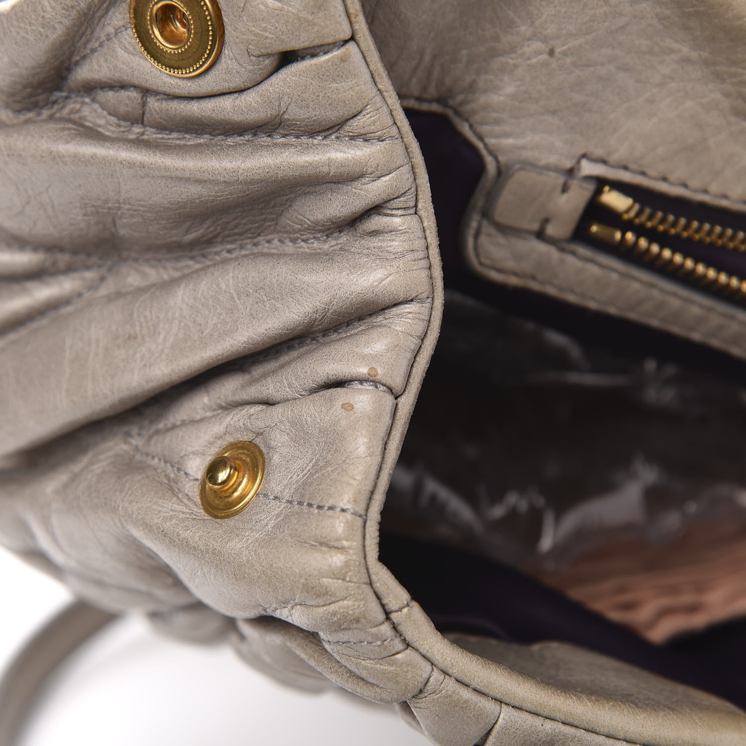 Miu Miu Nappa Matelasse Top Handle Satchel Fumo 10 of 14