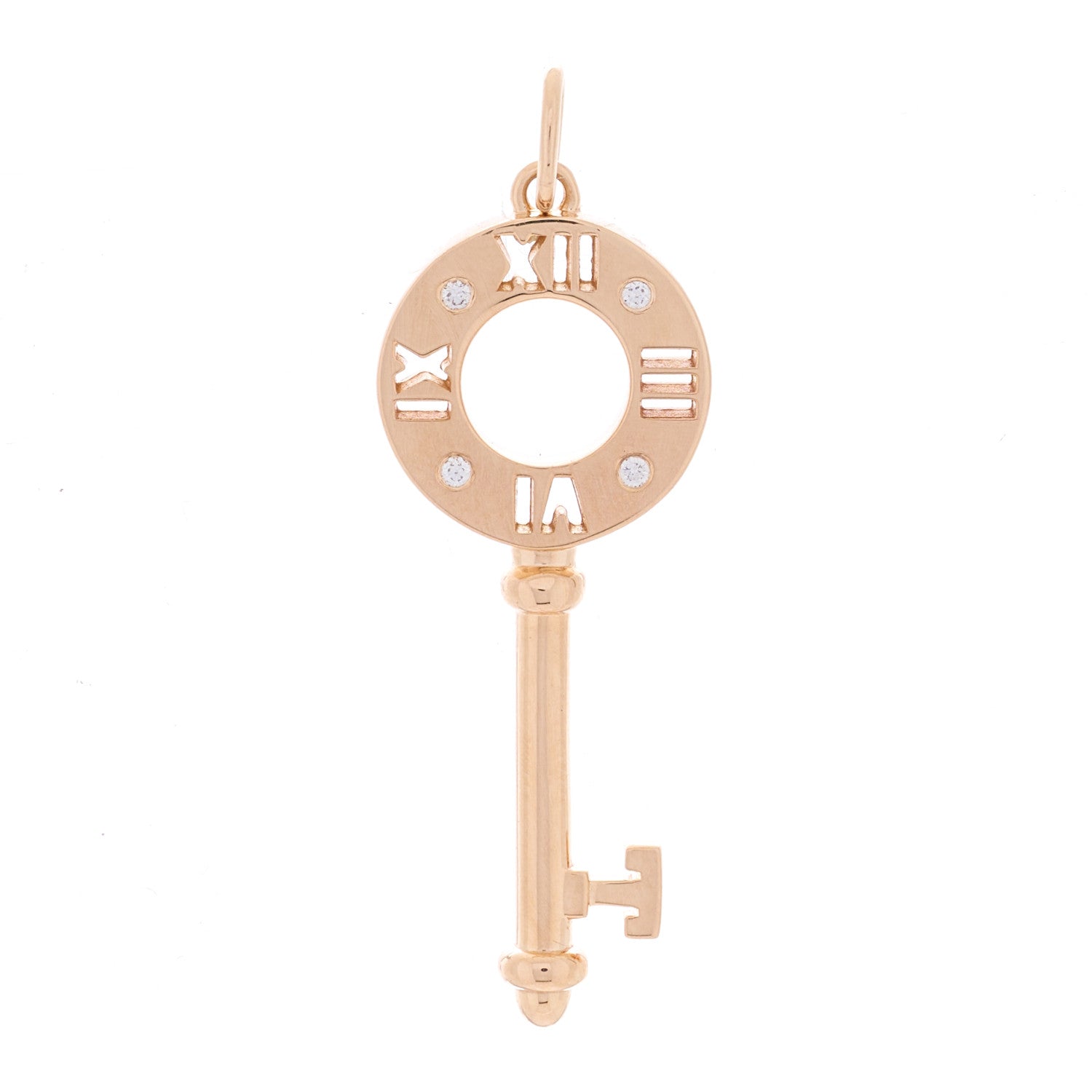 Tiffany 18K Rose Gold Diamond Atlas Pierced Key Pendant 1 of 4