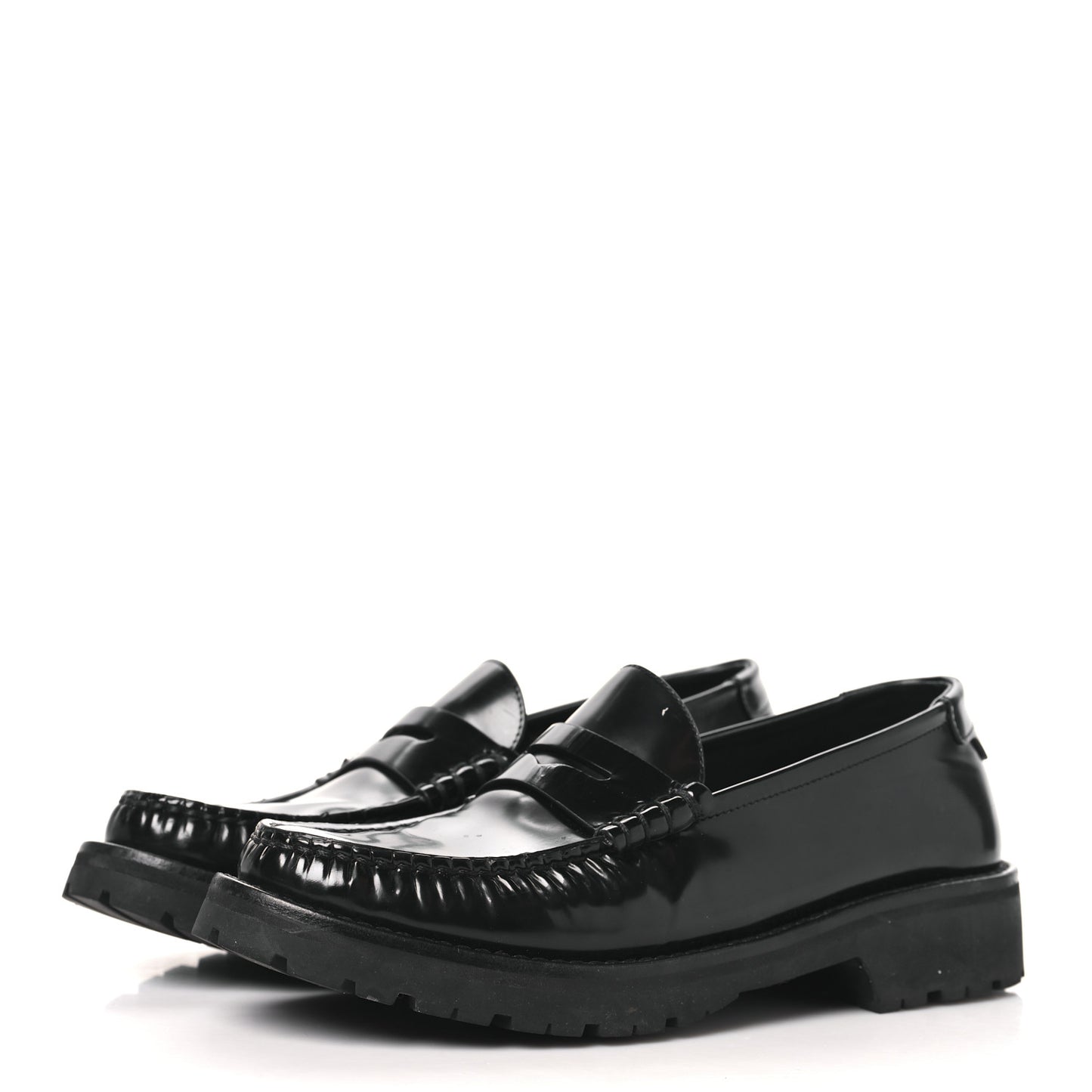 Glazed Calfskin Chunky Le Loafer Penny Slippers 37 Black