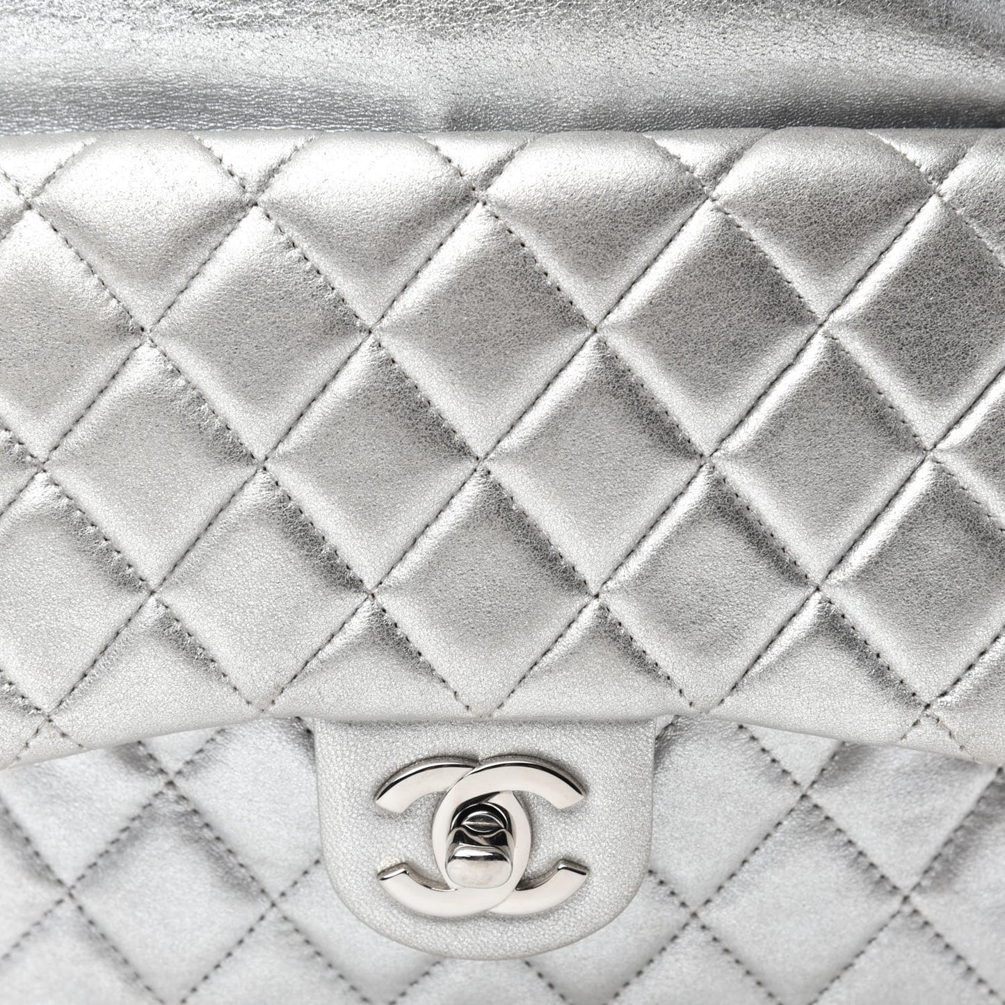 Metallic Lambskin Quilted Small In Seoul Backpack Silver