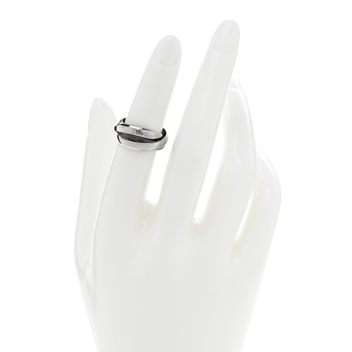 Cartier 18K White Gold Black Ceramic Trinity Ring 49 4.75 2 of 4
